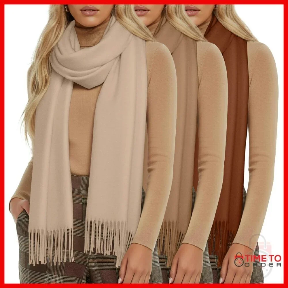 3 Pack Winter Scarves Soft Pashmina Shawls Warm Wraps for Women